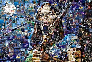 Art Collage Poster David Gilmour Pink Floyd Print Made Of Top Rock Music Albums - Picture 1 of 10