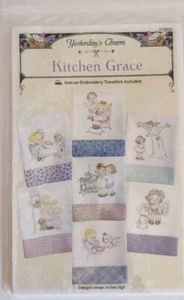 Kit de bordado de transferencia de plancha toalla de gracia de cocina con encanto de ayer patrón - Imagen 1 de 3