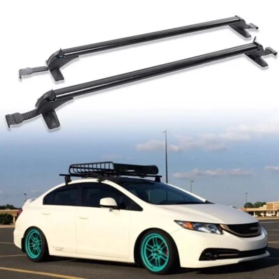For Honda Civic Sedan Top Roof Rack 43.3'' Cross Bar Cargo Luggage Carrier Lock Foto 1 de 4