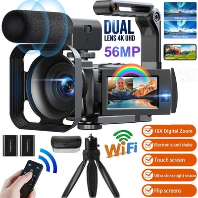 ✅Videokamera-Camcorder 5K 56MP Doppelobjektiv WiFi 16X Digitalzoom IR-Nachtsicht - Bild 1 von 4