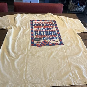 Florida Gators Two Bits…Holler T-Shirt - Yellow - 100% Cotton-Comfort Colors-XL - Picture 1 of 18