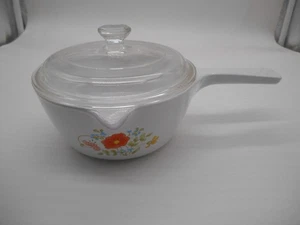 Schöne Corning Ware Wildflower 2 1/2 Tassen Soßenpfanne mit Ausguss und Deckel P-89-B - Bild 1 von 8