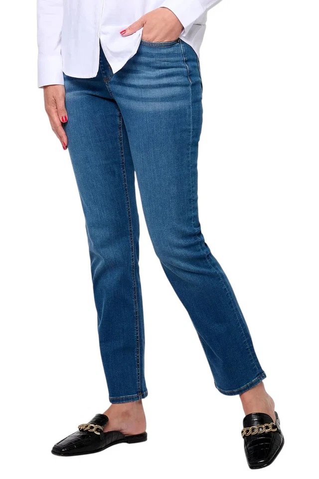 Denim & Co. Easy Stretch Relaxed Straight Leg Jean Med Wash - Image 1 of 1