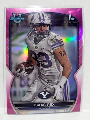 #71 Isaac Rex BYU 1st Purple Refractor Bowman 2022 Bowman University Chrome - Image 1 of 2