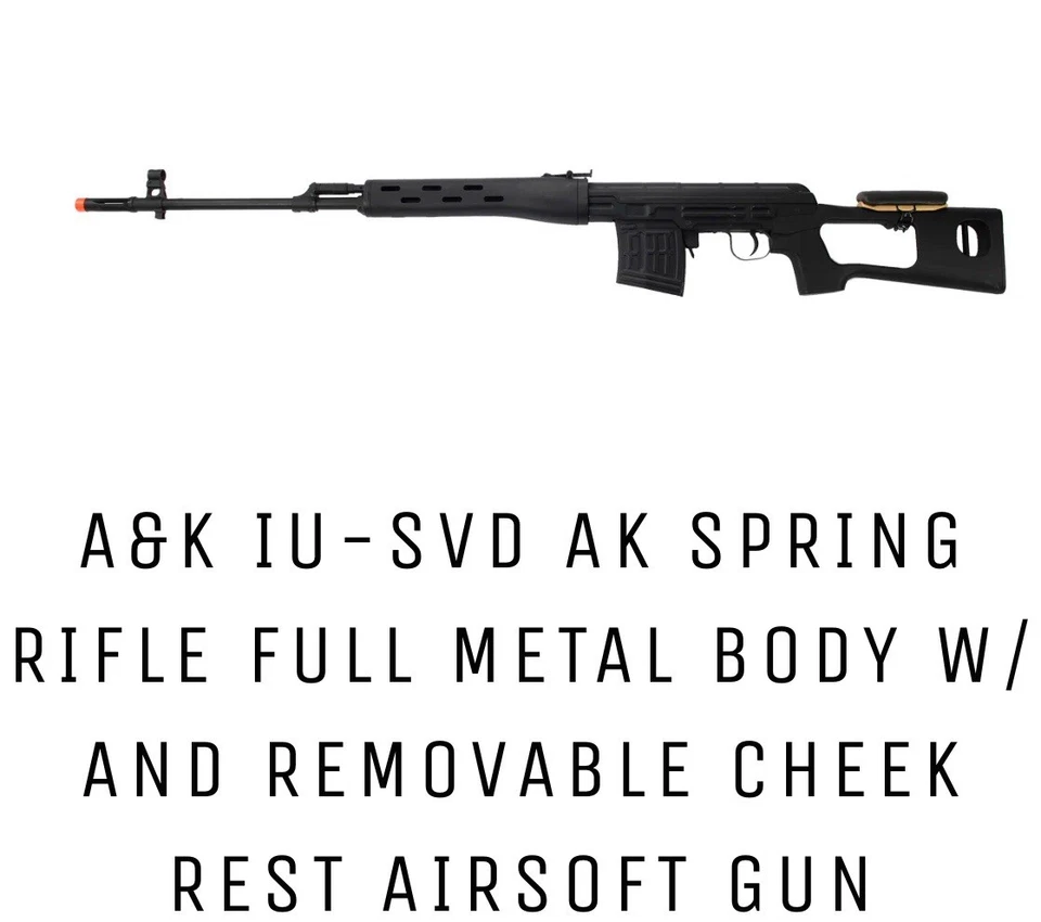A&K IU-SVD AK Spring Rifle Full Metal Body w/ and Removable Cheek Rest Airsoft G - Image 1 of 1