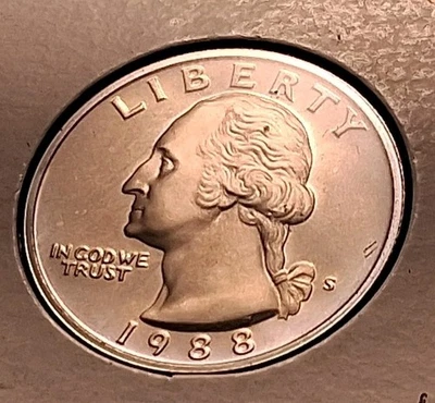 1988-P WASHINGTON QUARTER, BRILLIANT, PROOF PIECE, FREE SHIPPING - Image 1 of 2