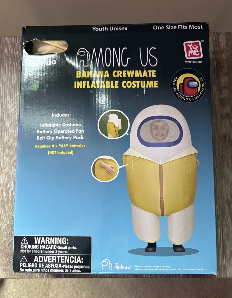 Among Us Toikido Banana Crewmate Inflatable Halloween Costume Youth One Size