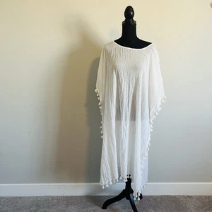 Seafolly Amnesia Kaftan | White Beach Cover-Up | OS | 100% Cotton | NWOT - Picture 1 of 7