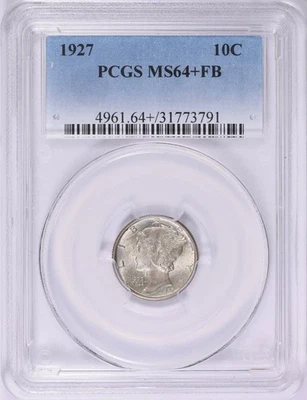 1927 Mercury Dime PCGS MS64+ FB - Image 1 of 3