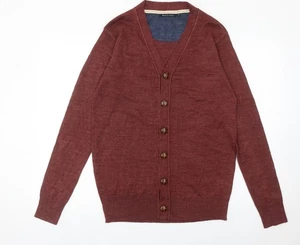 Brave Soul Men's Red Cardigan Jumper Size S V-Neck Knitwear - Picture 1 of 12