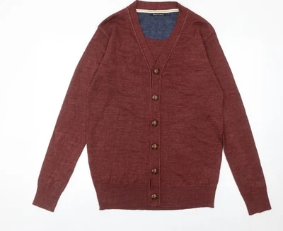 Brave Soul Men's Red Cardigan Jumper Size S V-Neck Knitwear - Image 1 of 4