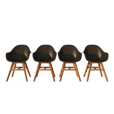 Amazonia Jade 4-Piece Outdoor Patio Dining Chairs Set - 4pc Black Arm Chair With - Image 1 of 4