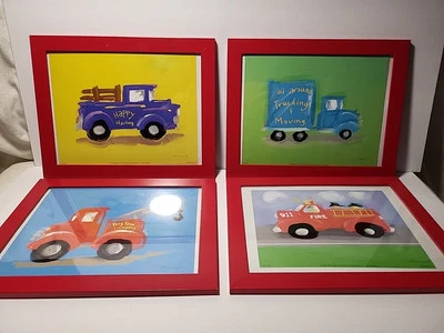 Big Tow Happy Hauling Allaround Moving Fire Truck Framed Pics Set Of 4  - Image 1 of 4
