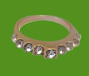 Fashion Ring, Unbranded, White Stones on a Goldtone Band, Sizes 7.5 & 8.25 - Picture 1 of 6
