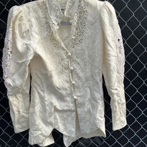 Jessica McClintock BRAUT Vintage Satin Bluse BAUMWOLLMISCHUNG PERLE - Bild 1 von 8