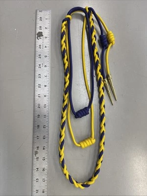 "Cuerda de hombro - Guardia de honor - Amarillo y azul con punta dorada - 18""" Foto 1 de 3