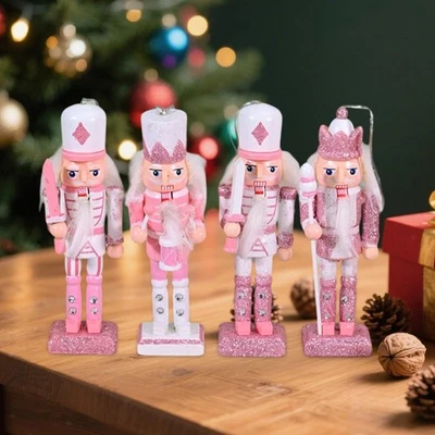 4 Pieces Nutcracker Soldier Figurines Hanging Ornaments Shiny Height 5.12" - Image 1 of 4