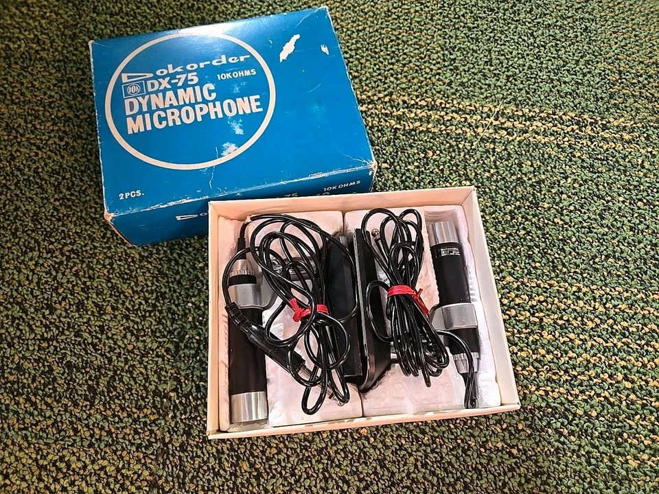 Vintage Dokorder DX-75 Dynamic Microphone Pair in the Box - Denki Onkyo - Japan - Image 1 of 1