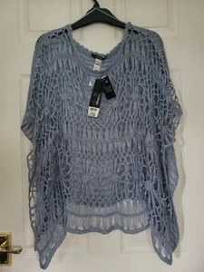 GEORGE NWT Size Small RRP £16 Dusky Blue Crochet Lagenlook/Waterfall Beach Cover - Picture 1 of 9
