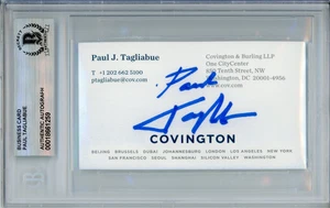Tarjeta de visita firmada por el comisionado de la NFL Paul Tagliabue autógrafo Beckett BAS *59 - Imagen 1 de 2