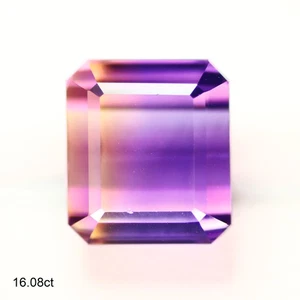 16.08 Ct Octagan 14.3 x 12.5 MM Purple & Gold Yellow Bolivia Natural Ametrine - Picture 1 of 5