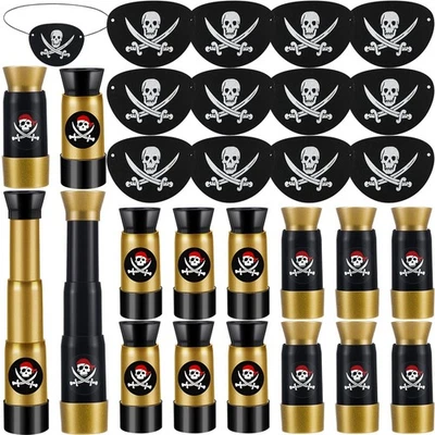 24 Set Halloween Pirate Eye Patches and Telescopes Sets for Kids, Plastic Pir... Foto 1 de 4