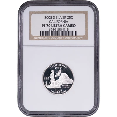 2005-S Silver California State Quarter - Proof ~ NGC PF 70 ULTRA CAMEO - Image 1 of 2