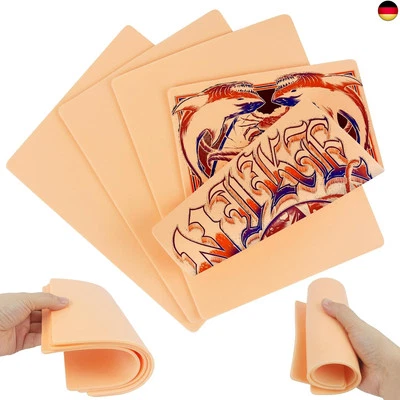 MIHURO 3mm Kunsthaut Tattoo 4 Stück Tattoo Übungshaut Blanko Doppelseiten Verdicken W