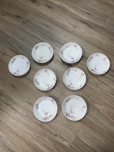 8 Haviland Limoges Pink Blue Flowers Floral Berry or Fruit Bowls 5 1/2" France - Picture 1 of 13