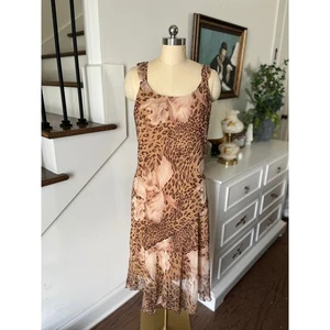 Y2K Animal Print Midi Dress Fairy Whimsigoth Grunge 90s Vintage Sz 14 READ - Picture 1 of 8