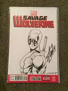 SAVAGE WOLVERINE 6 VARIANTE BLANCA BOCETO ORIGINAL MARAT MICHAELS FIRMADO STAN LEE - Imagen 1 de 1