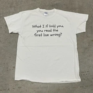 Vintage Funny Script Tee Shirt Adult Large White "You Read That Wrong" Rare - Picture 1 of 6