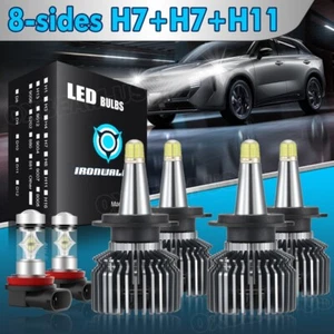 8-sides H7+H7+H11 LED Headlight Fog Bulbs For Mercedes-Benz E350 E320 E550 6500K - Picture 1 of 12