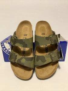 🪷Birkenstock Arizona BS Sandals Desert Soil Camo Green Ladies 5 ~ Metal Buckle! - Picture 1 of 20