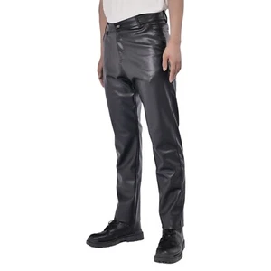 Men's Slim Faux Leather Pants Leggings Stretchy Wet Effect Casual - Picture 1 of 7