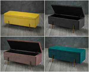 Amore Plush Velvet Modern Ottoman Storage / Blanket Box | Four Beautiful Colours - Picture 1 of 9