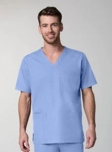 Unisex Uniform Medical Scrub Top 3 Pockets Half Sleeves, Sizes XXS-7XL - Picture 1 of 3