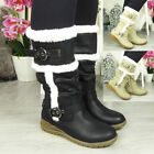 Winter Boots Ladies Shoes Mid Calf Warm Grip Sole Faux Fur Lined Snow Womens Sz