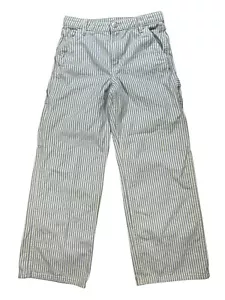 H&M Pinstripe Cargo Pants Girls Size 12 Blue And White Stripes - Picture 1 of 7