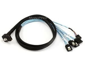 1m 28AWG Internal Mini SAS 36pin (SFF-8087) Male (90 Degree) to SATA 7pin Female - Picture 1 of 2