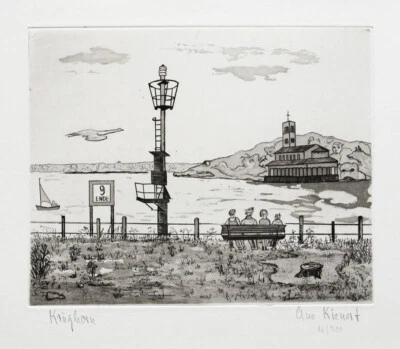 Ann Kienert Radierung Krughorn Jungfernsee Sacrow Potsdam Havel 16/200 signiert - Bild 1 von 4