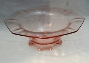 Vintage rosa Depression Glas Art Deco Fuß achteckig Mittelstück Konsole Schale - Bild 1 von 7