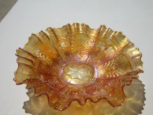 Fenton Peacock & Grape 3 In 1 Edge Beaded Berry Exterior 9" Carnival Glass Bowl - Picture 1 of 6