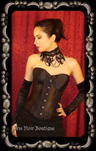 Black Satin Gothic Victorian Strapless Steel Boned Corset M - Picture 1 of 2