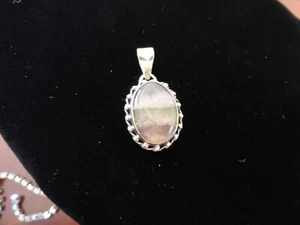 925 Silver Setting W/Multi Color Clear Agate Cabochon Pendant - Picture 1 of 8