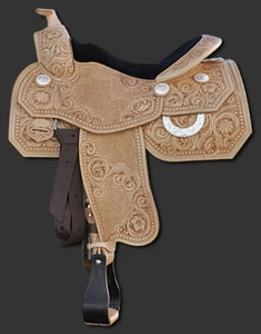 Western saddle 16" on eco leather buffalo on drum dye finished - Picture 1 of 4