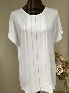 Phase Eight White Pleated Front & Back Short Sleeve Top Size 12 NEW RRP £49 - Picture 1 of 7