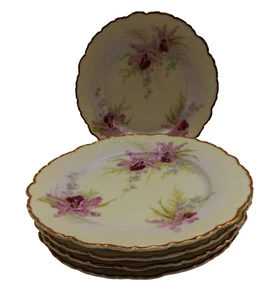 ROSENTHAL MONBIJOU IRIS HAND-PAINTED DESSERT SALAD PLATES ANTIQUE SET OF 5 - Picture 1 of 6