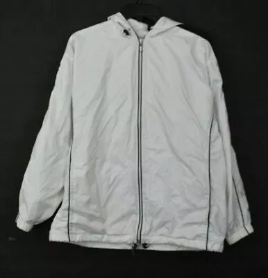 Wilson 女式白色拉链前可调连帽和下摆风衣运动夹克 M — 第 1/4 张图片