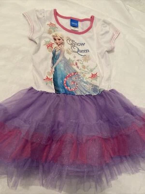 Girls Disney Princess Frozen Elsa Snow Queen Party Fun Dress up Costume Dress S - Image 1 of 4